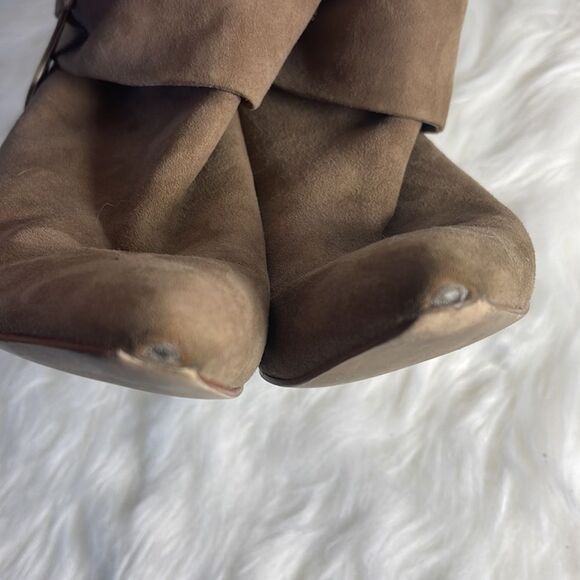 Calvin Klein Bethany Brown Suede Cuffed Stiletto Heeled Booties Sz 7 - Picture 8 of 9